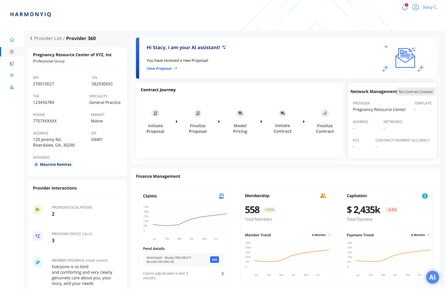 Provider 360 - Full dashboard view