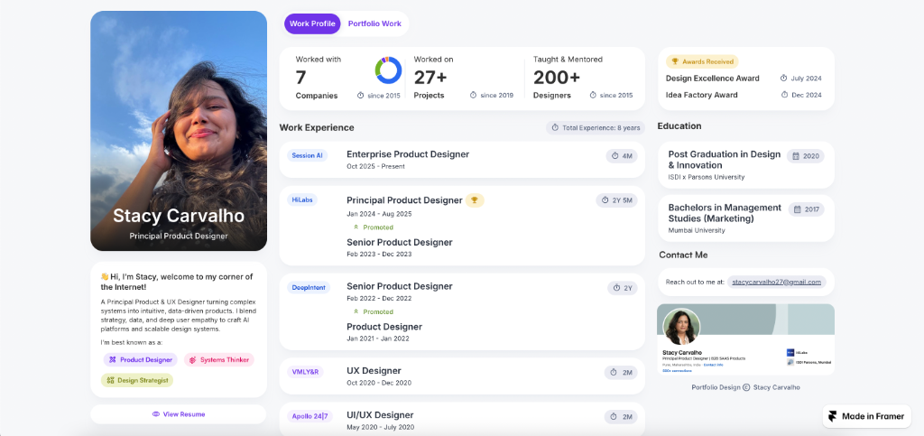 Framer version screenshot